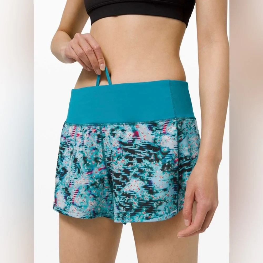 Lululemon Speed Up Short Long *4" Updated Fit in Multi/Hawaiian Blue sz 10 Tall - Picture 2 of 12